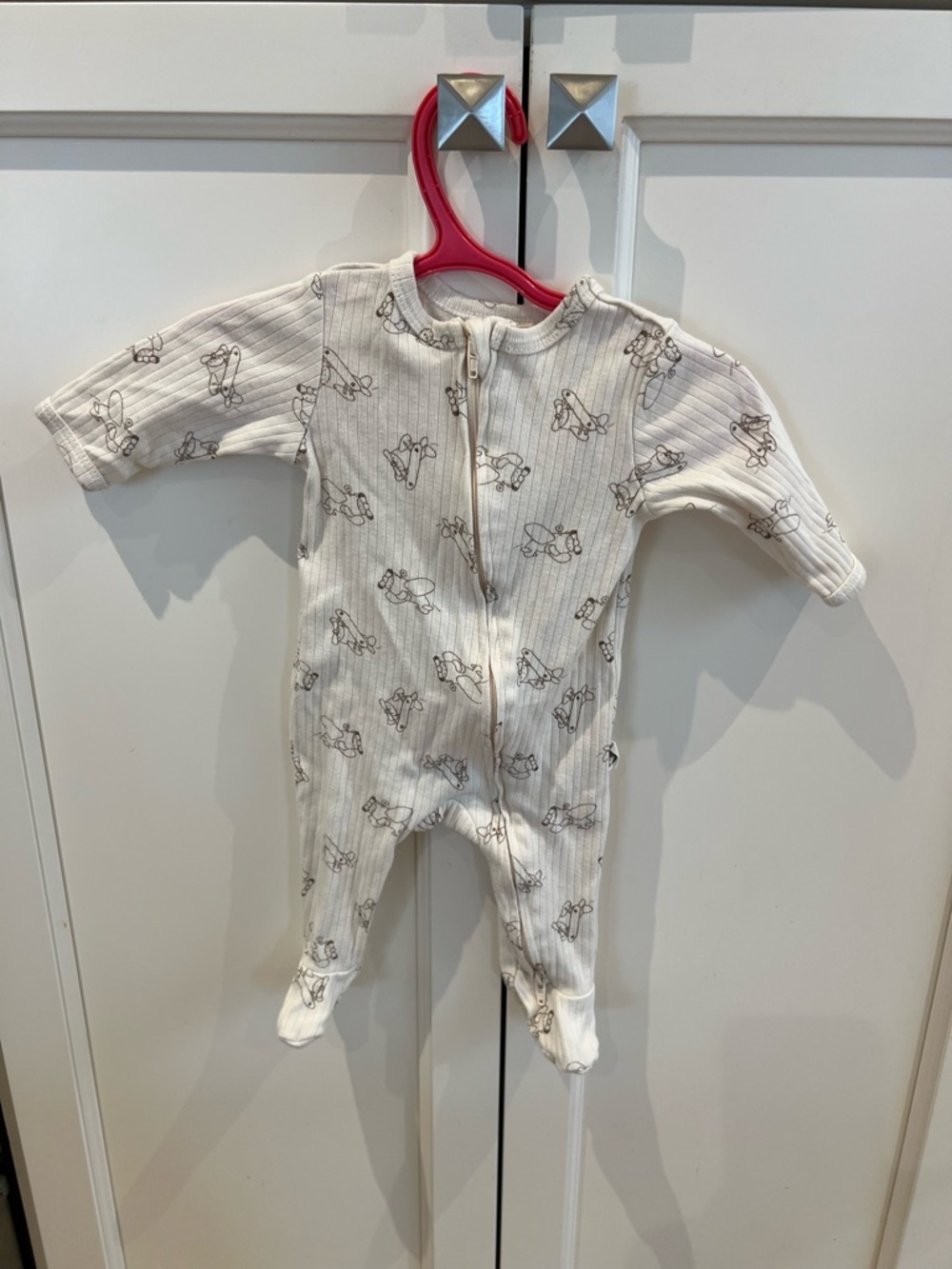 Rabbit + bear 0-3m airplane sleeper onesie